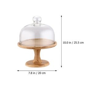 DOITOOL 1 Set Cake Plate with Dome Footed Pastry Wood Service Stand Glass Food Plate Lid Cupcake Stand Plate Server Baking Cake Dessert Display Platter Cover