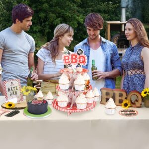 BBQ Baby Shower Decorations Baby Q Cake Stand for Table Summer BBQ Table Decoration Cake Stand with Baby BBQ Hamburger Baby Barbecue Party Decoration Supplies Baby Shower Gender Reveal Outdoor Indoor