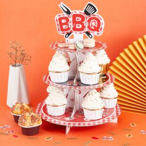 BBQ Baby Shower Decorations Baby Q Cake Stand for Table Summer BBQ Table Decoration Cake Stand with Baby BBQ Hamburger Baby Barbecue Party Decoration Supplies Baby Shower Gender Reveal Outdoor Indoor