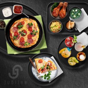 Jubilee 29" Oval Restaurant Serving Tray, Black - NSF Certified Non-Slip Food Service Tray