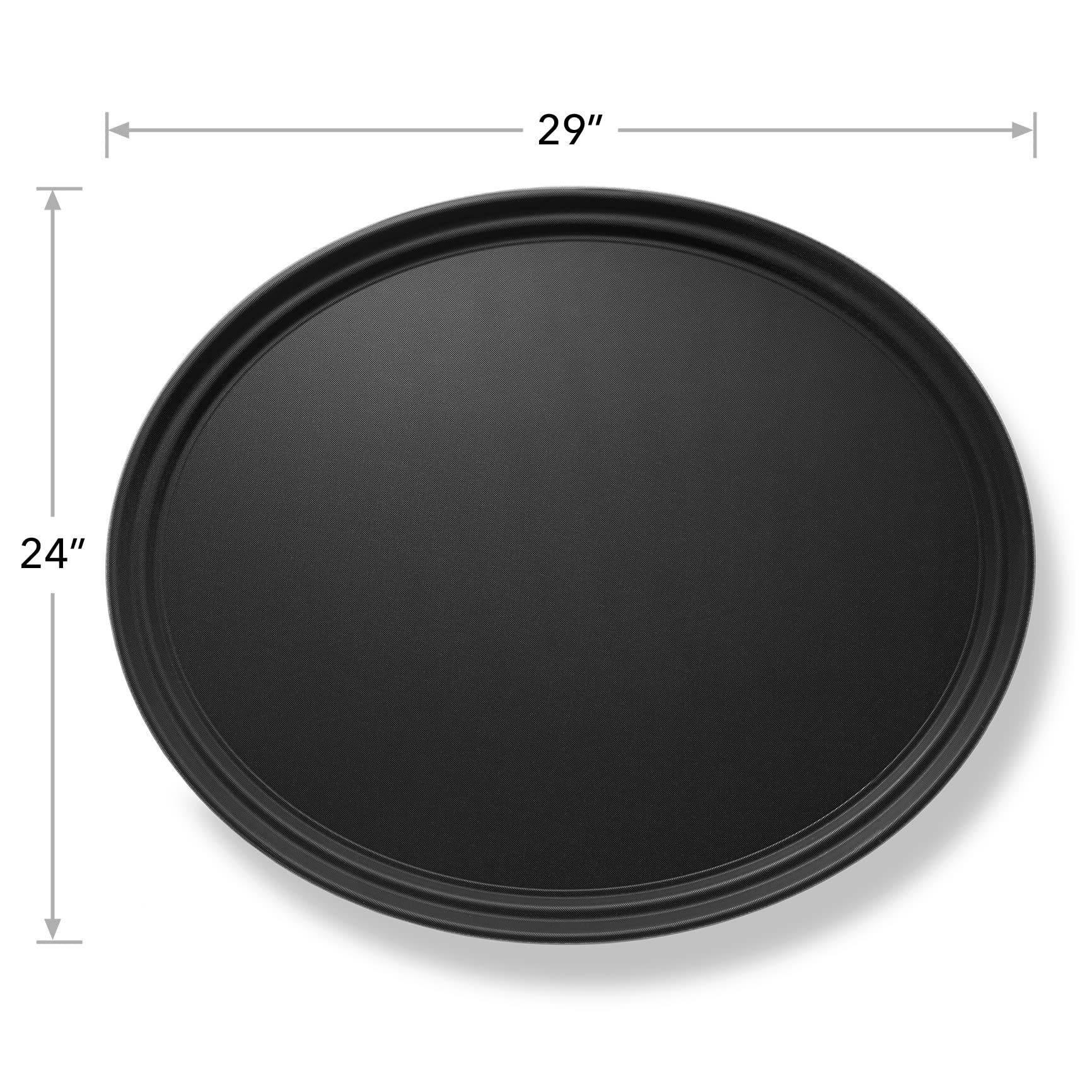 Jubilee 29" Oval Restaurant Serving Tray, Black - NSF Certified Non-Slip Food Service Tray