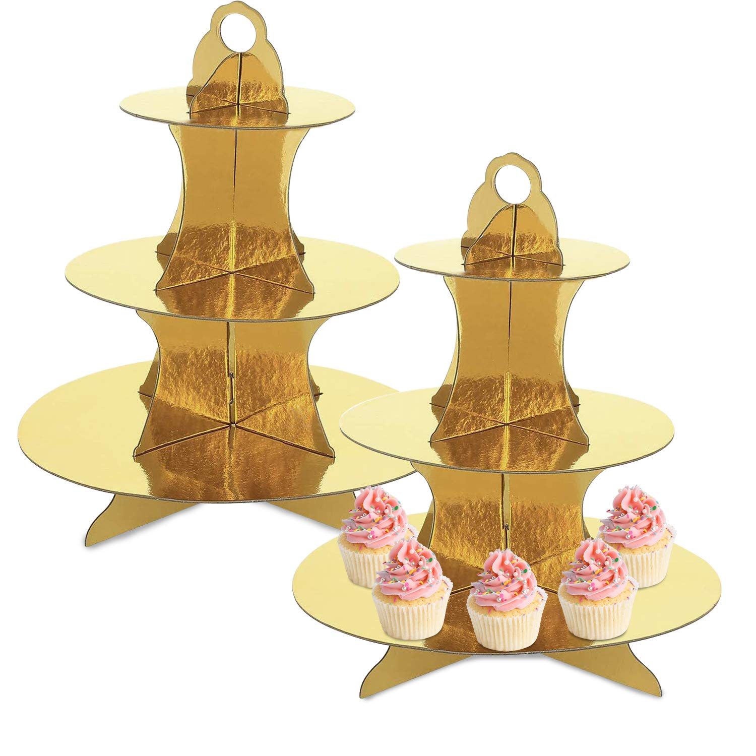 Lainrrew 3-Tier Gold Cupcake Stand, Reusable and Portable, Easy to Assemble