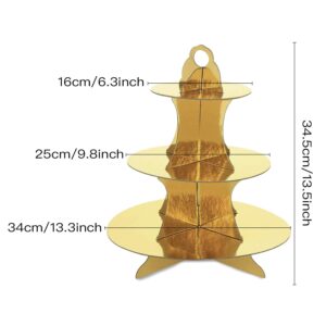 Lainrrew 3-Tier Gold Cupcake Stand, Reusable and Portable, Easy to Assemble