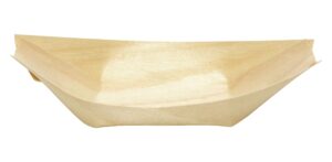 gacata natural disposable wood leaf boats wooden serving boat, for food display convenient plates dishes take out trays party home dinner (8 inch 100pcs)