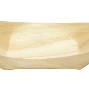 GACATA Natural Disposable Wood Leaf Boats Wooden Serving Boat, For Food Display Convenient Plates Dishes Take Out Trays Party Home Dinner (8 inch 100pcs)