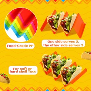 18 Pcs Taco Holders Stand Colorful Taco Trays Plates and Rack for Soft or Hard Taco Shells Pp Health Material Very Hard and Sturdy, Dishwasher & Microwave Safe