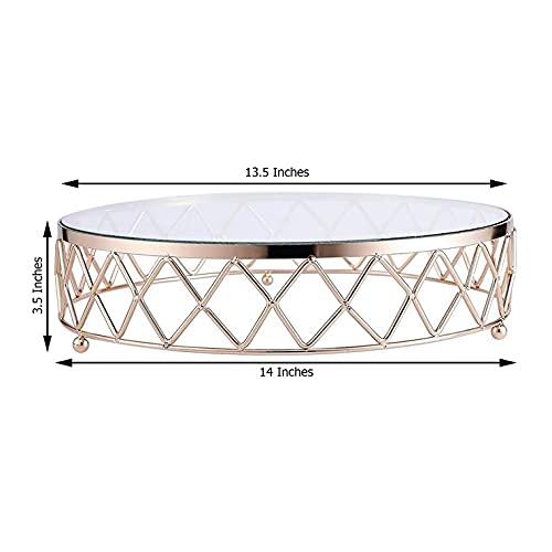 BalsaCircle Gold Clear 14-Inch Round Metal Glass Geometric Cake Stand - Wedding Birthday Party Dessert Pedestal Display Decorations