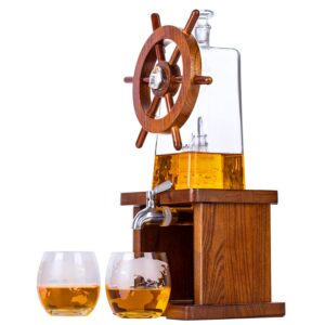 jillmo whiskey decanter, 1250ml whiskey decanter set with 2 globe glasses