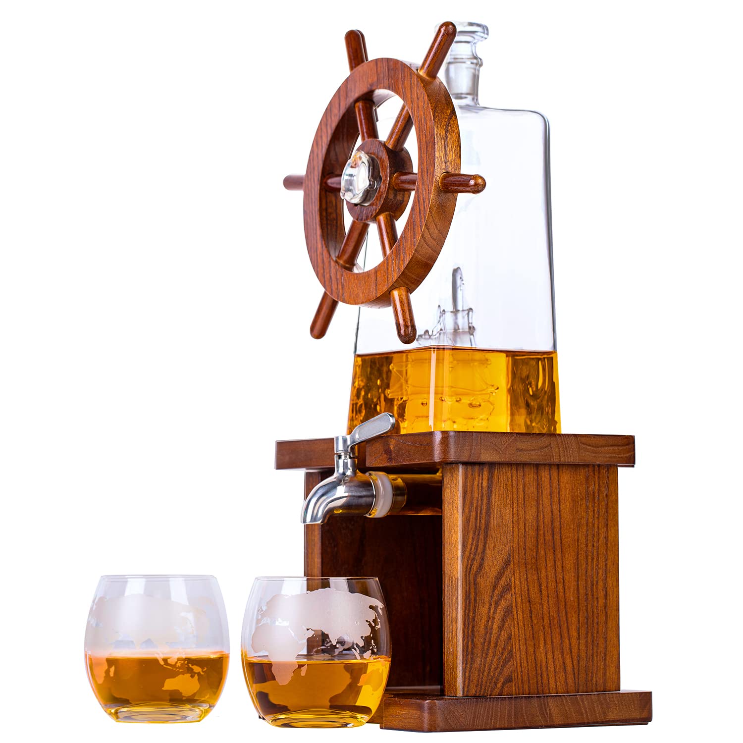 Jillmo Whiskey Decanter, 1250ml Whiskey Decanter Set with 2 Globe Glasses