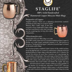 Staglife Copper Water Bottles for Drinking Water for Men Women - Pure Copper Water Bottle Drinking Jug - Copper Vessel Dispenser - 33 Ounces