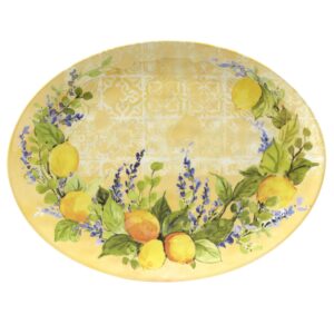 Certified International Lemon Zest 2 pc Melamine Platter Serving Set, Multicolor, Large