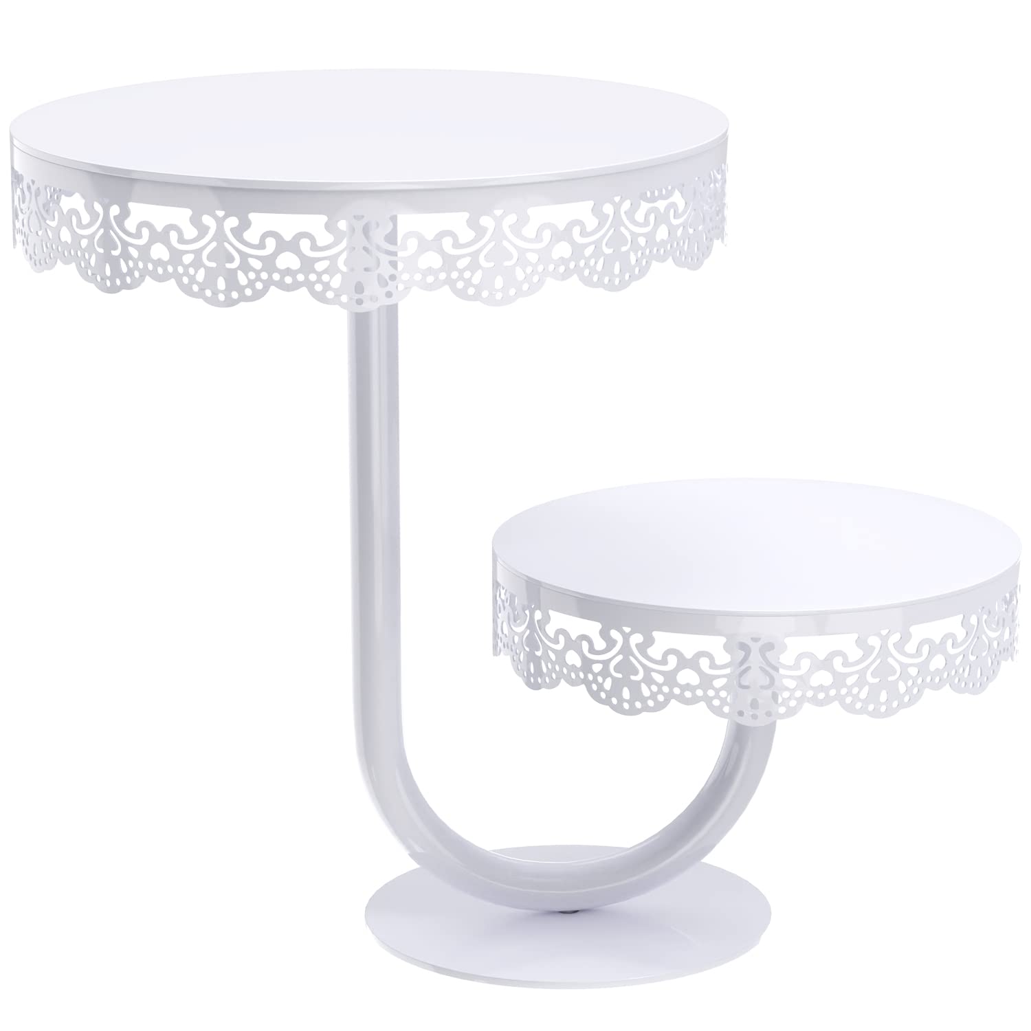 2-Tier Cake Stand, Round Cupcake Dessert Table Stands, Metal Cake Pastry Candy Display Stand Plate/Holder for Wedding Birthday Party, 8/10 Inch Cake Pop Stands Pillar Serving Tray