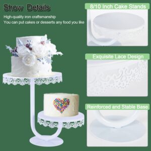 2-Tier Cake Stand, Round Cupcake Dessert Table Stands, Metal Cake Pastry Candy Display Stand Plate/Holder for Wedding Birthday Party, 8/10 Inch Cake Pop Stands Pillar Serving Tray