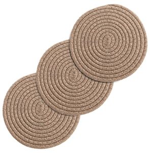 avalon pot holders trivets for hot dishes hot pads for kitchen trivets for hot pots and pans - cotton hot pads pot holders stylish large coasters & hot mats (brown set of 3-7 inch diameter)