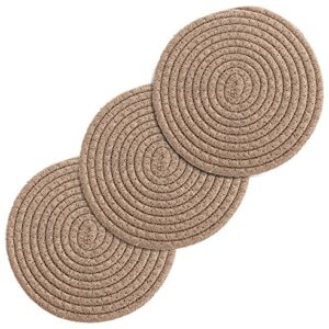 Avalon Pot Holders Trivets for Hot Dishes Hot Pads for Kitchen Trivets for Hot Pots and Pans - Cotton Hot Pads Pot Holders Stylish Large Coasters & Hot Mats (Brown Set of 3-7 Inch Diameter)