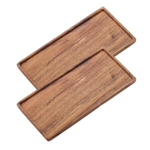 vandroop wooden serving platter, small decorative trays for parties, appetizers, tea/coffee, and cheese, handcrafted wooden board set of 2 (9.8"×4.6")