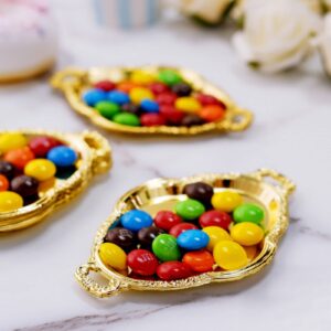 Efavormart 12 Pack - 4.5" Gold Oval Mini Candy Display Tray Favors - Baroque Design for Wedding, Bridal Shower, Baby Shower, Birthday, Candy Jars Decorations