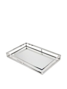 godinger decorative tray, perfume tray, vanity tray, rectangle home decor tray - aspen collection, silver, 16"x10"
