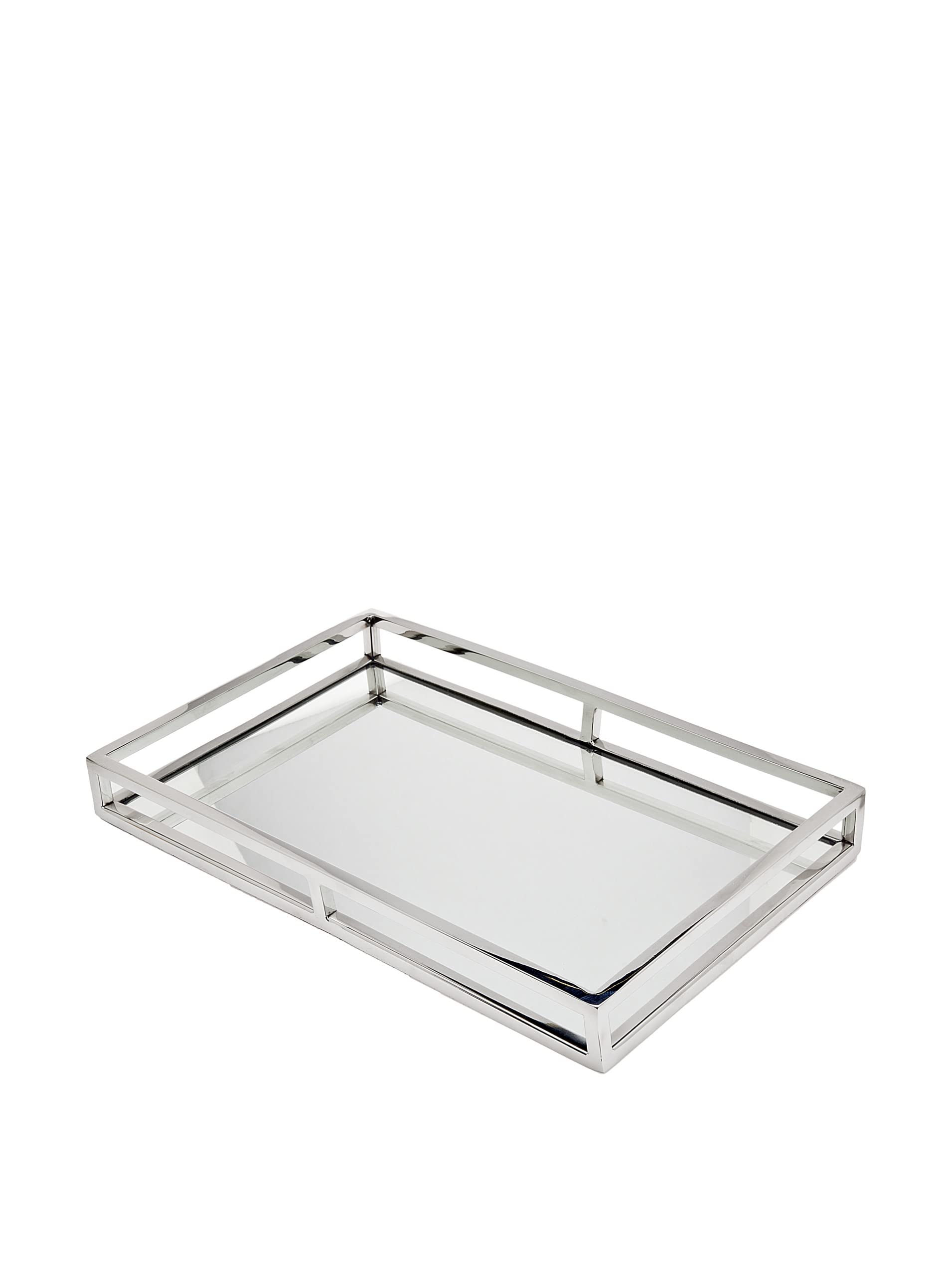 Godinger Decorative Tray, Perfume Tray, Vanity Tray, Rectangle Home Decor Tray - Aspen Collection, Silver, 16"x10"