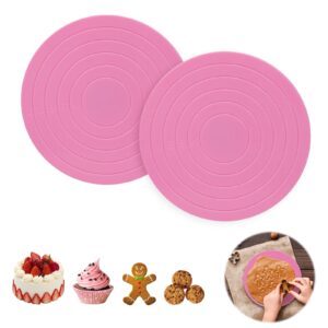 tsnamay 2pcs cake decorating turntable,5.5inch rotating cake turntable, turns smoothly revolving cake stand cake decorating baking tools accessories supplies for cookies cupcake,pink