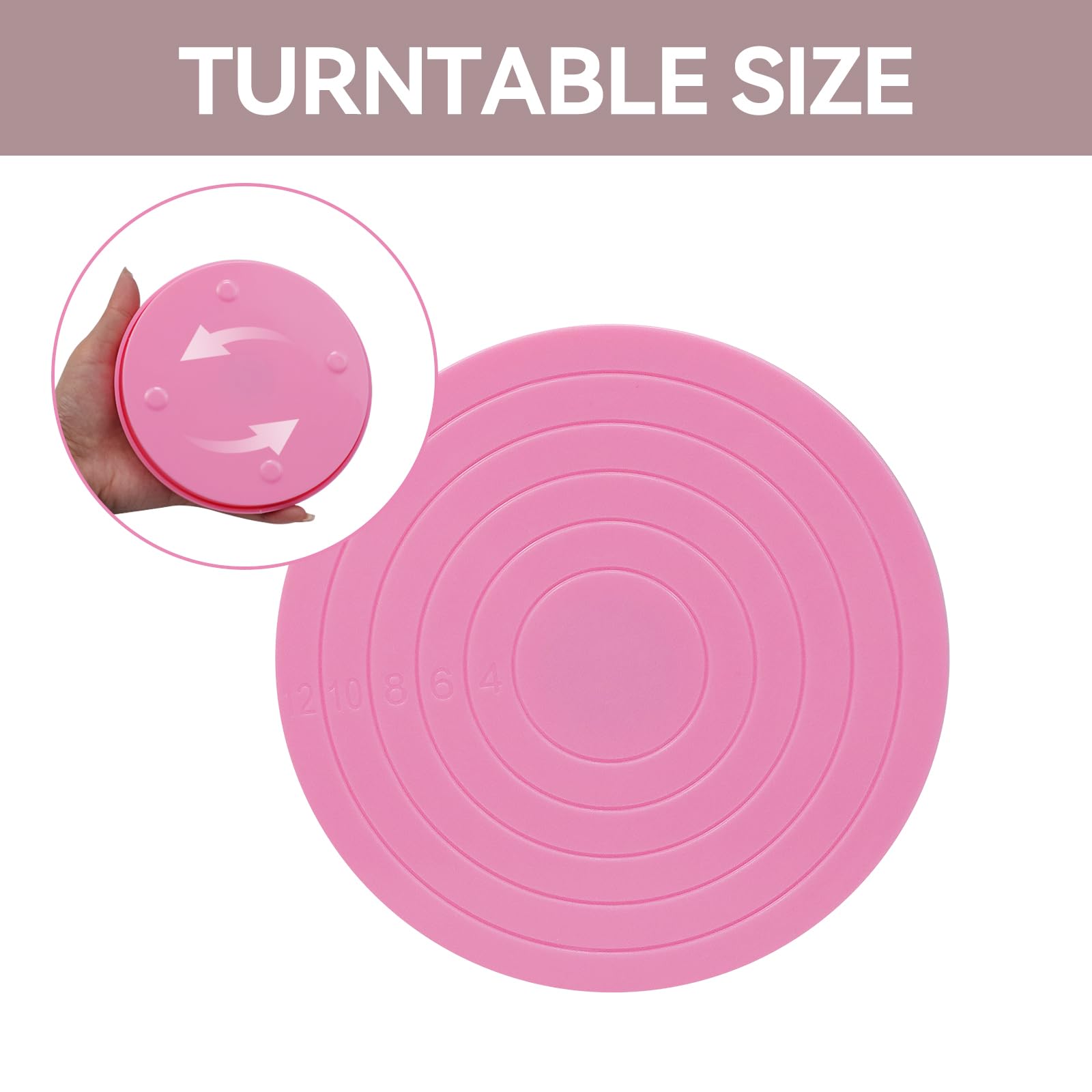 Tsnamay 2Pcs Cake Decorating Turntable,5.5inch Rotating Cake Turntable, Turns Smoothly Revolving Cake Stand Cake Decorating Baking Tools Accessories Supplies for Cookies Cupcake,Pink