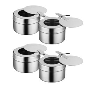 4PCS Fuel Holder for Chafer, Stainless Steel Chafing Fuel Holder with Cover for Chafing Dishes, Buffet Barbecue Party Events