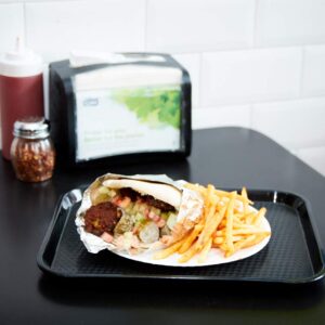 (3 Pack) Fast Food Tray 10 x 14, Black Rectangular Polypropylene Serving Trays for Cafeteria, Diner, Restaurant, Food Courts