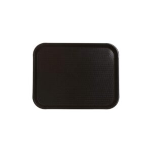 (3 Pack) Fast Food Tray 10 x 14, Black Rectangular Polypropylene Serving Trays for Cafeteria, Diner, Restaurant, Food Courts