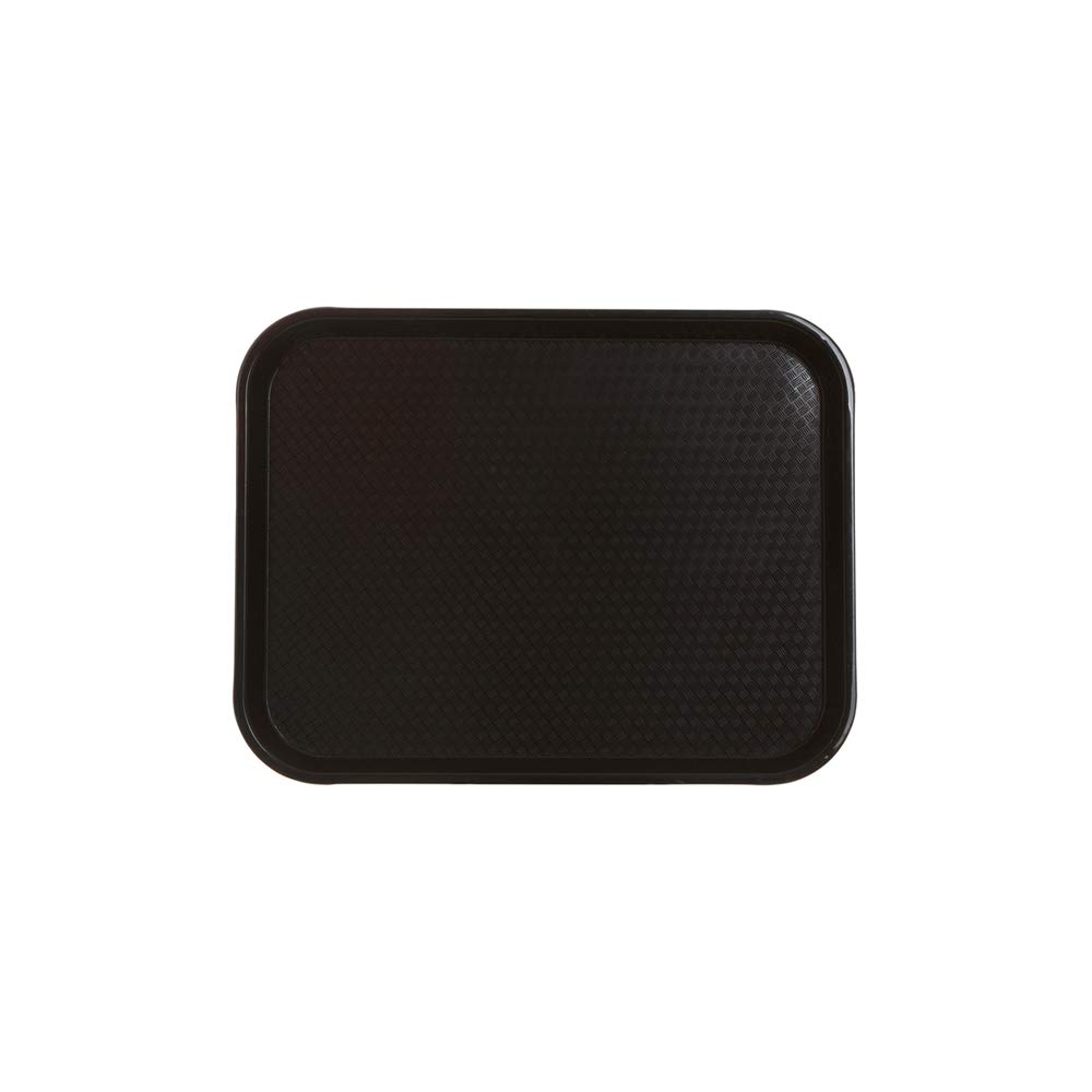 (3 Pack) Fast Food Tray 10 x 14, Black Rectangular Polypropylene Serving Trays for Cafeteria, Diner, Restaurant, Food Courts