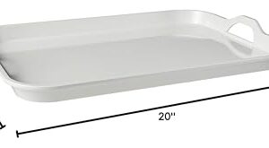 Hutzler Melamine Serving Tray with Handles, 20" x 15", White