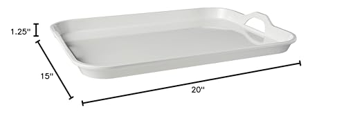 Hutzler Melamine Serving Tray with Handles, 20" x 15", White