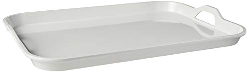 Hutzler Melamine Serving Tray with Handles, 20" x 15", White