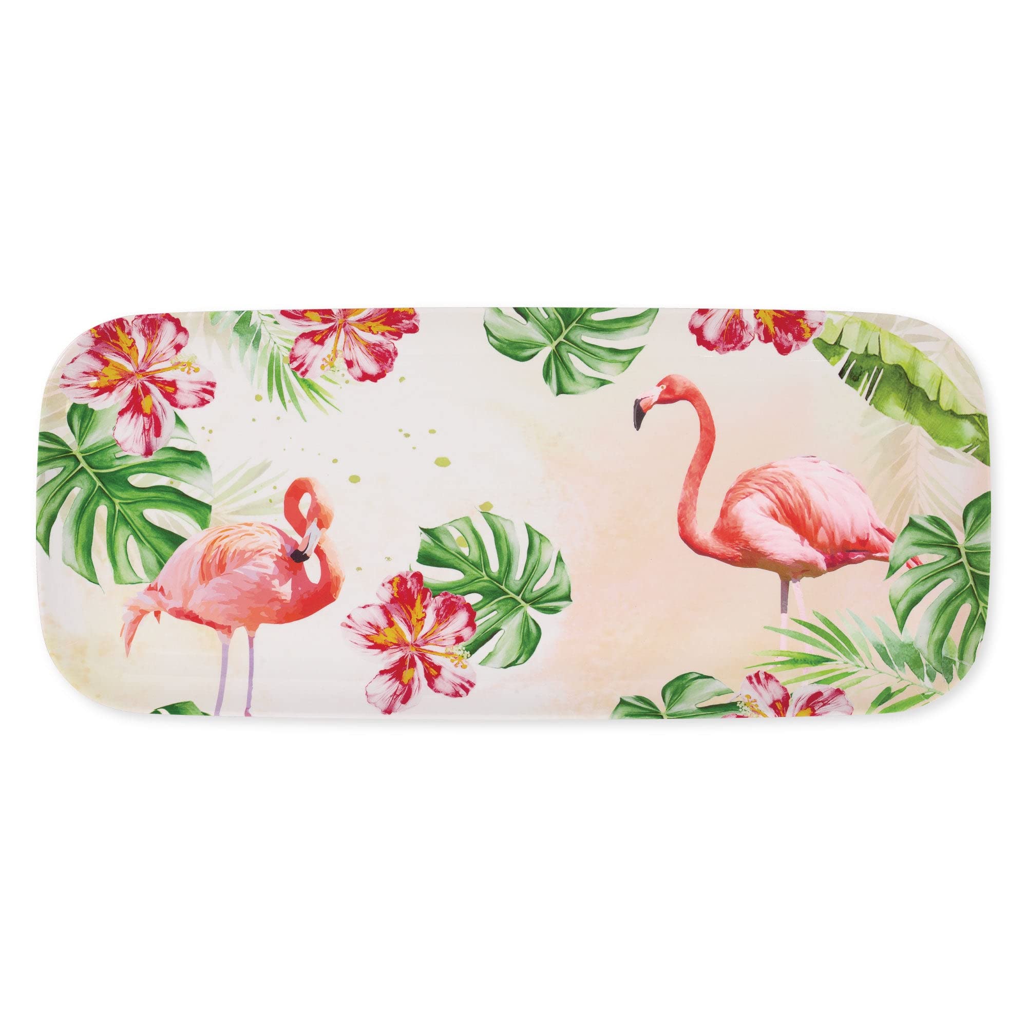 UPware 15 Inch Melamine Rectangle Serving Tray, BPA Free Food Tray (Flamingo)