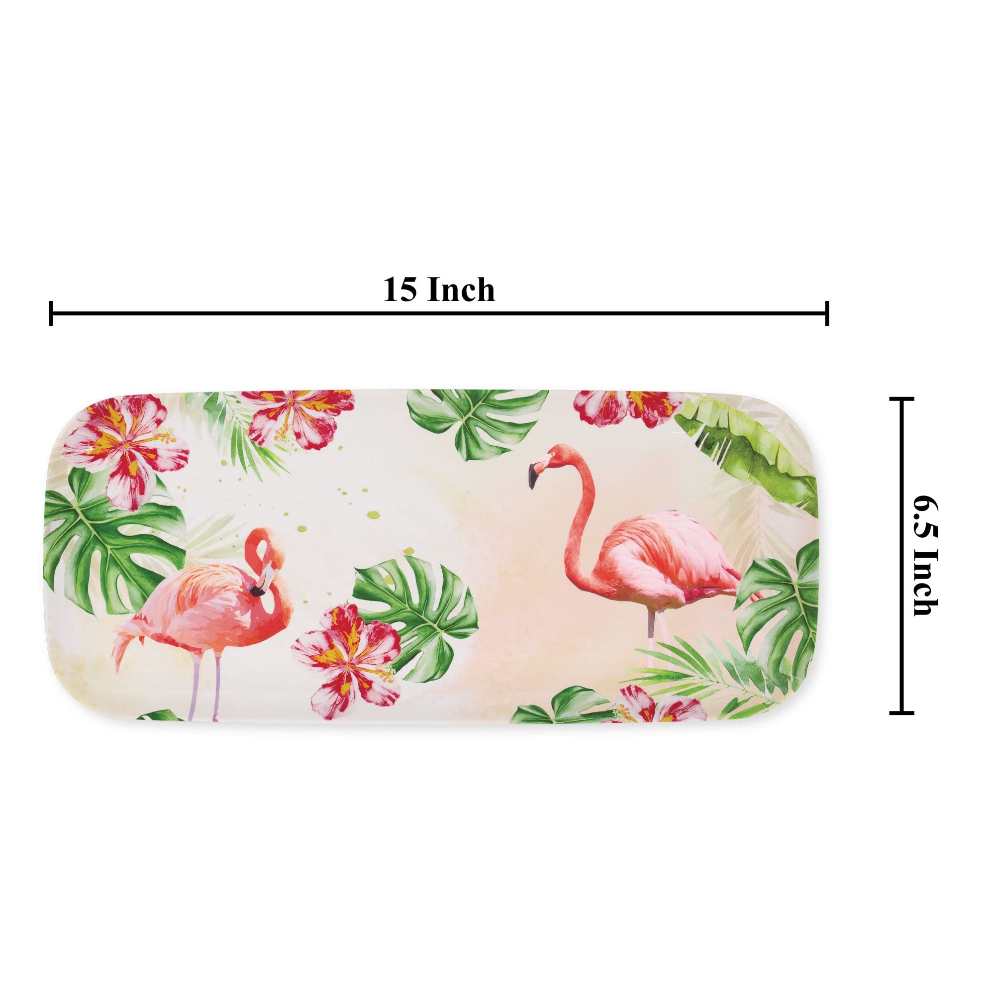 UPware 15 Inch Melamine Rectangle Serving Tray, BPA Free Food Tray (Flamingo)