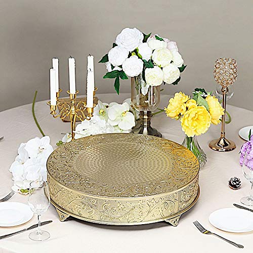 BalsaCircle 22-Inch Wide Silver Round Embossed Cake Stand Riser - Wedding Birthday Dessert Display Pedestal Centerpiece Wholesale