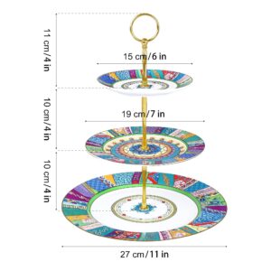 fanquare 3 Tier Vintage Porcelain Cupcake Stand, Green Dessert Stand, Cake Tower, Tea Cake Stand for Birthday, Baby Shower