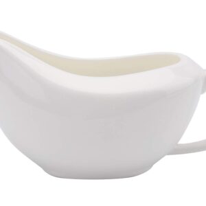 Yesland Gravy Sauce Boat with Saucer Stand -13.5 Oz Fine White Ceramic Gravy Boat for Dining, Holiday Meals & Parties