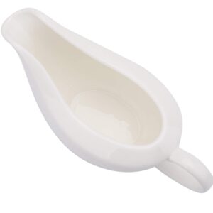 Yesland Gravy Sauce Boat with Saucer Stand -13.5 Oz Fine White Ceramic Gravy Boat for Dining, Holiday Meals & Parties