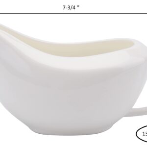 Yesland Gravy Sauce Boat with Saucer Stand -13.5 Oz Fine White Ceramic Gravy Boat for Dining, Holiday Meals & Parties