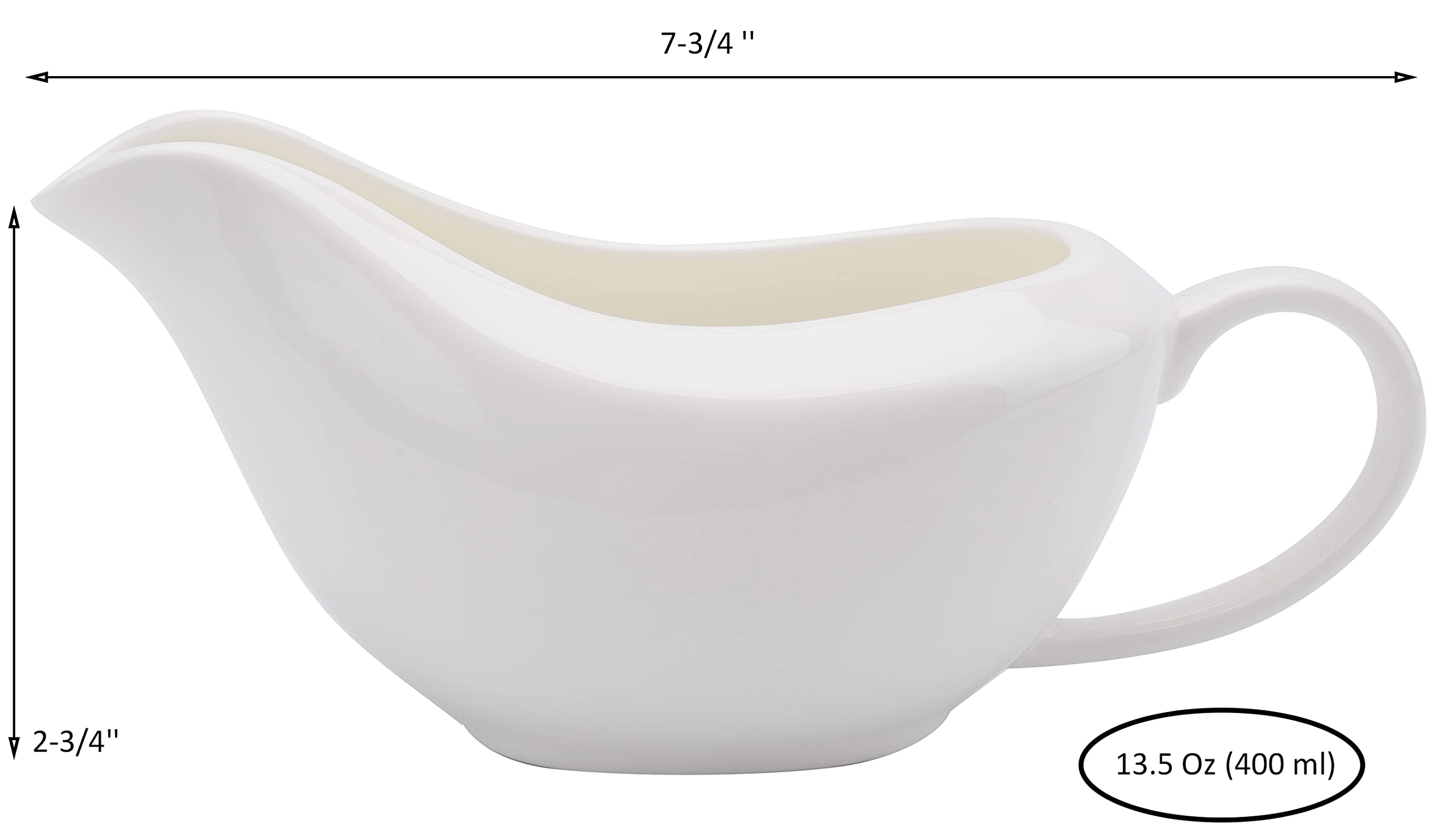 Yesland Gravy Sauce Boat with Saucer Stand -13.5 Oz Fine White Ceramic Gravy Boat for Dining, Holiday Meals & Parties