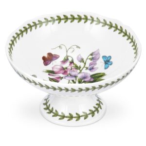 portmeirion botanic garden scalloped edge footed bowl | 7 inch serving bowl with sweet pea motif | made from porcelain | microwave and dishwasher safe