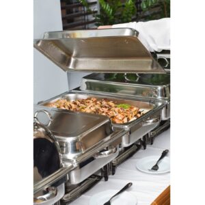 Kweetle Pack of 4 Chafing Dish 8 Quart Stainless Steel Foldable Rectangular Chafer Full Size Food Pan Fuel Holder and Lid Food Warmers for Pary Banquet Buffets