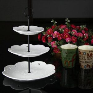 Snadulor 3 Tier 13" Cake Stand Fruit Heavy Plate Handle Fittings Round Hardware Rod Stand Holder