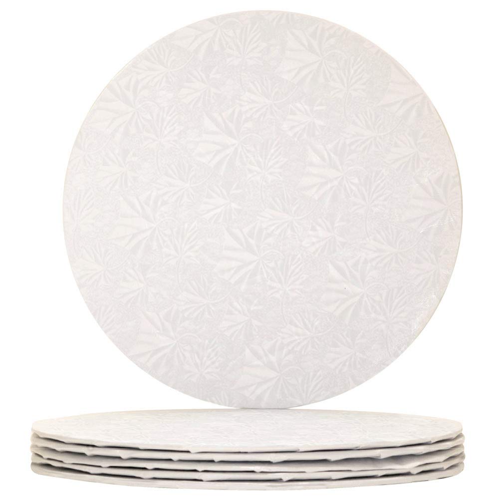 14 inch White Round Thin Sturdy Cake Board Drums for Displaying Cakes, 1/4 inch Thick, (1-Pack)