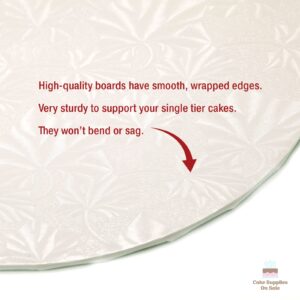 14 inch White Round Thin Sturdy Cake Board Drums for Displaying Cakes, 1/4 inch Thick, (1-Pack)