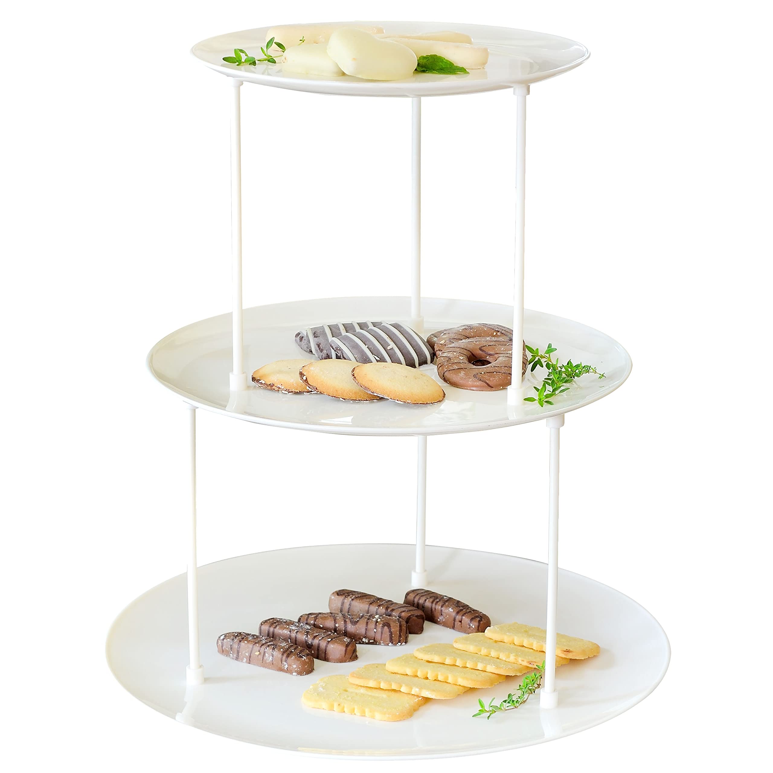 Youngever 3 Tier Serving Tray, 3 Tier Cupcake Stand, Dessert Stand, Plastic Platter Tray, Appetizer Serving Tray