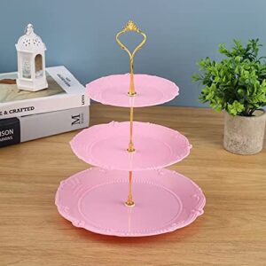 3Pcs 3 Tier Cupcake Stand Holder, Plastic Cup Cake Stand Tower with Tiered Serving Tray for Wedding Home Birthday Tea Party Halloween Decorations Baby Shower (Crown)