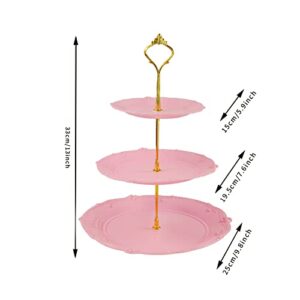 3Pcs 3 Tier Cupcake Stand Holder, Plastic Cup Cake Stand Tower with Tiered Serving Tray for Wedding Home Birthday Tea Party Halloween Decorations Baby Shower (Crown)