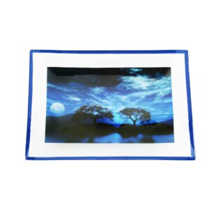 GAC Unique Landscape Design Rectangular Tempered Glass Serving Tray on Glass Ball Legs – 10x14 Inch – Break and Chip Resistant – Attractive Blue Colored Serving Platter