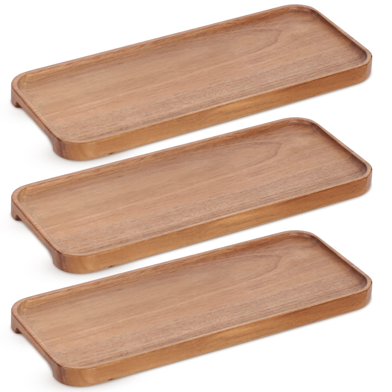 ASLASL Wood Serving Platter 14inx5.5in Natural Acacia Wood Tray,Tea/drinkdinner Tray,Snack Tray,for Home Kitchen Decor,Food,Fruit,Charcuterie,Appetizer Serving Tray,Cheese Board(3PCS/13.78in)